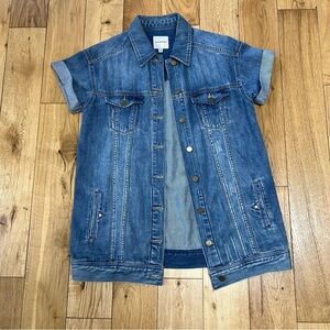 Liverpool short sleeve denim vest long until tights XS oversized